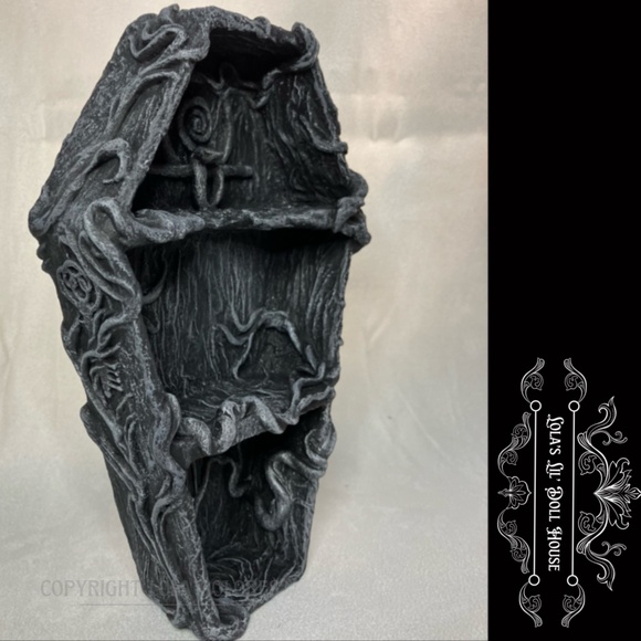 Gothic Coffin Shelf Decor Ornament Snake Occult Halloween Nightmare - Picture 5 of 14